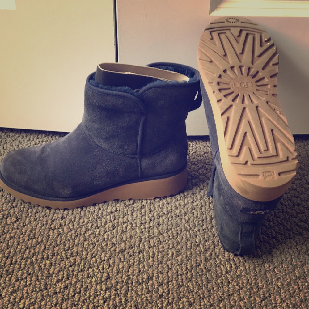 Mini Suede Ankle Shearling Boot (Navy/8.5)